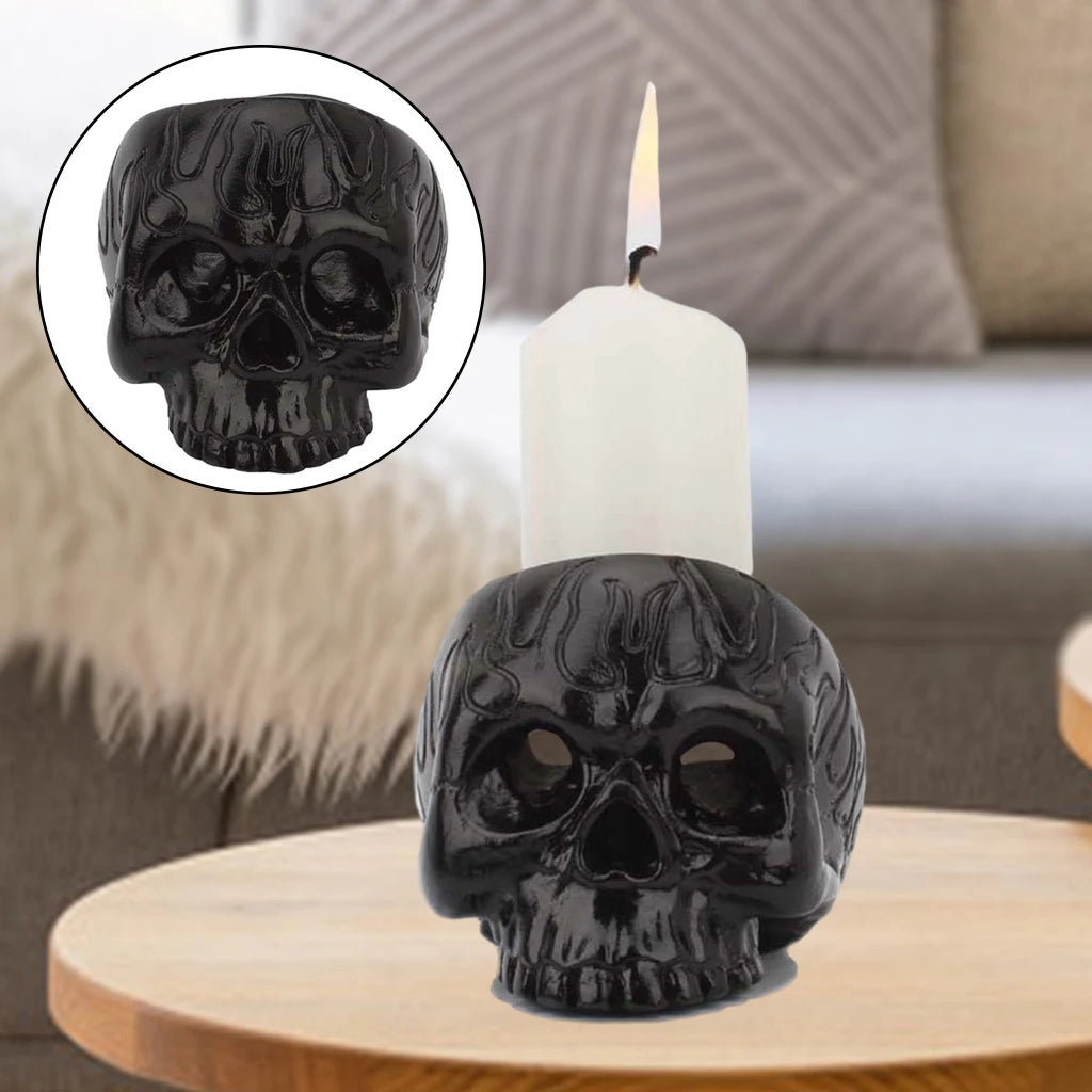 Skull Candle Holder – Halloween Table Decoration & Home Ornament