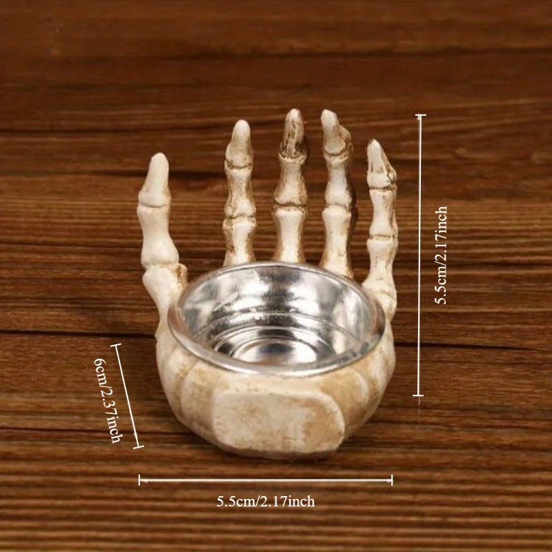 Skeleton Candle Stand – Spooky Halloween Resin Decoration