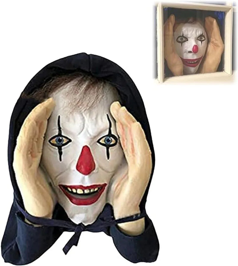 Scary Peeper Clown Mask – Creepy Halloween Window Hanging Decoration