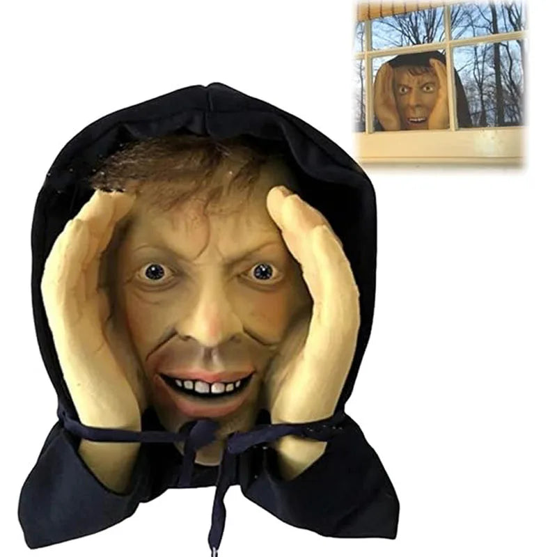Scary Peeper Clown Mask – Creepy Halloween Window Hanging Decoration