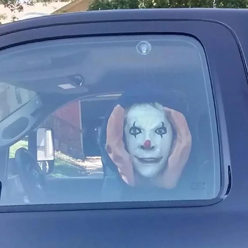 Scary Peeper Clown Mask – Creepy Halloween Window Hanging Decoration