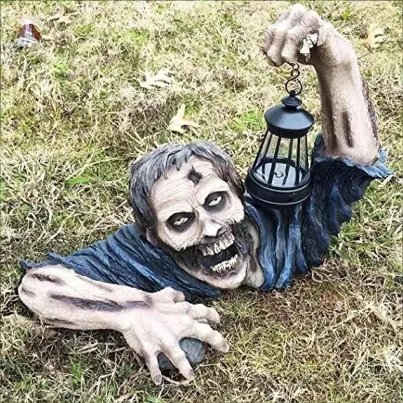 Crawling Zombie Lantern Decor – Scary Halloween LED Outdoor Figurine