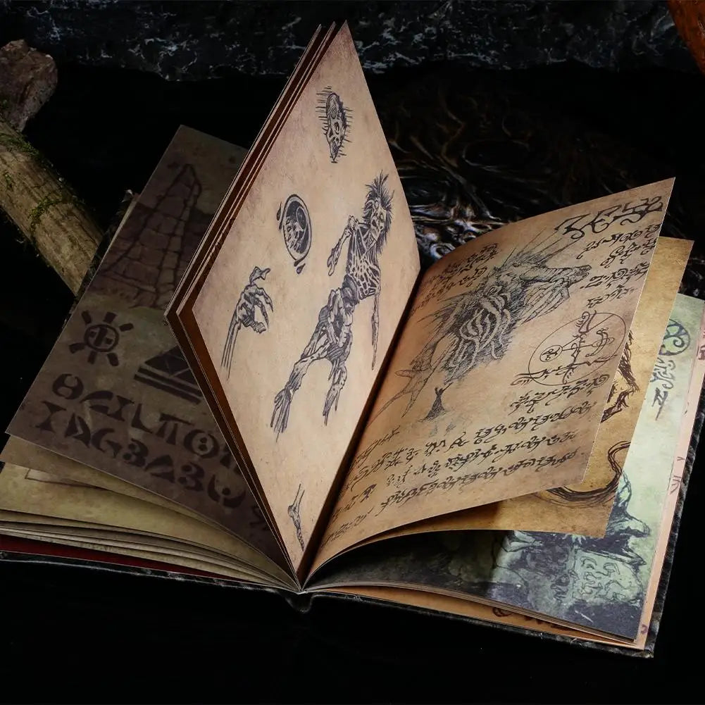 Handcrafted Necronomicon Prop – Dark Magic Book for Halloween, Rituals, and Gothic Decor