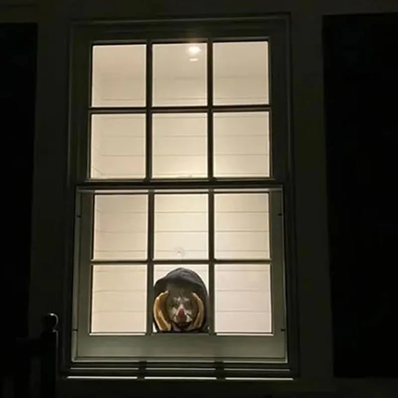 Scary Peeper Clown Mask – Creepy Halloween Window Hanging Decoration