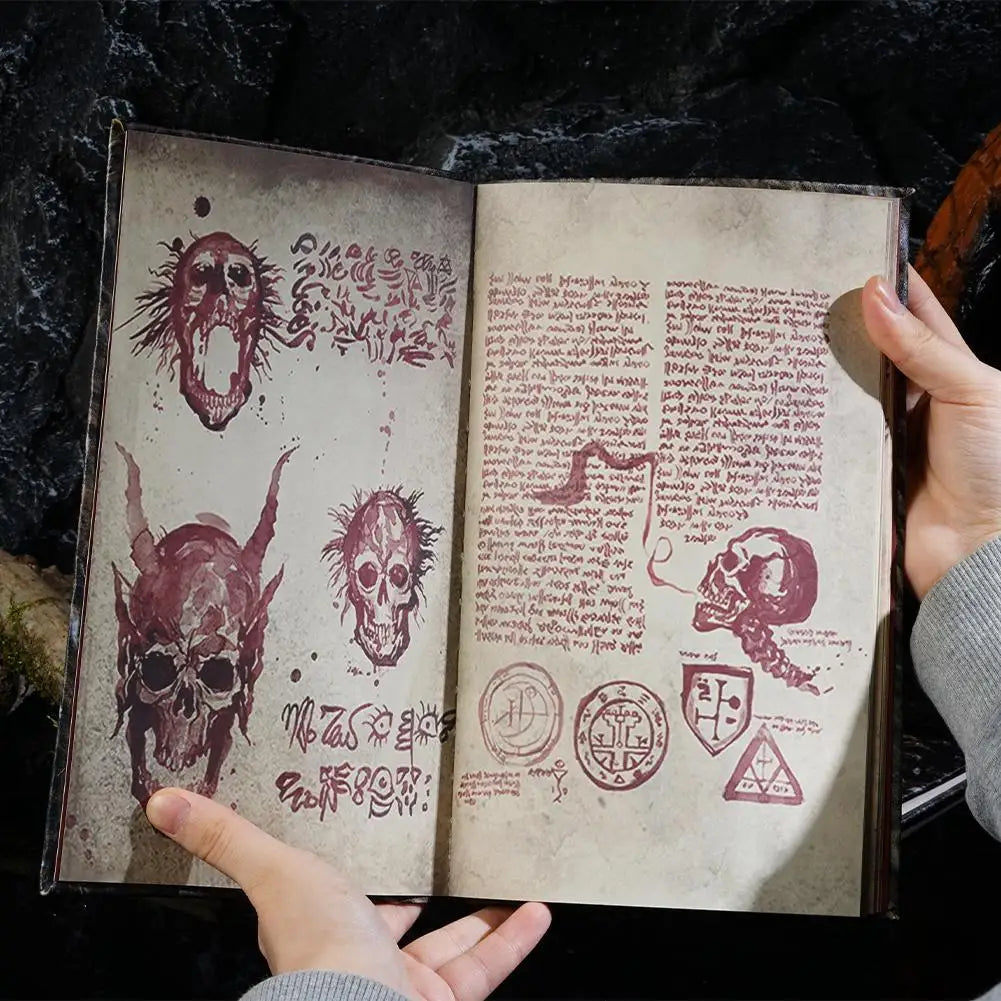 Handcrafted Necronomicon Prop – Dark Magic Book for Halloween, Rituals, and Gothic Decor