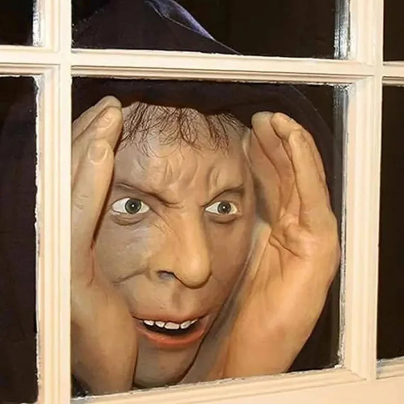 Scary Peeper Clown Mask – Creepy Halloween Window Hanging Decoration