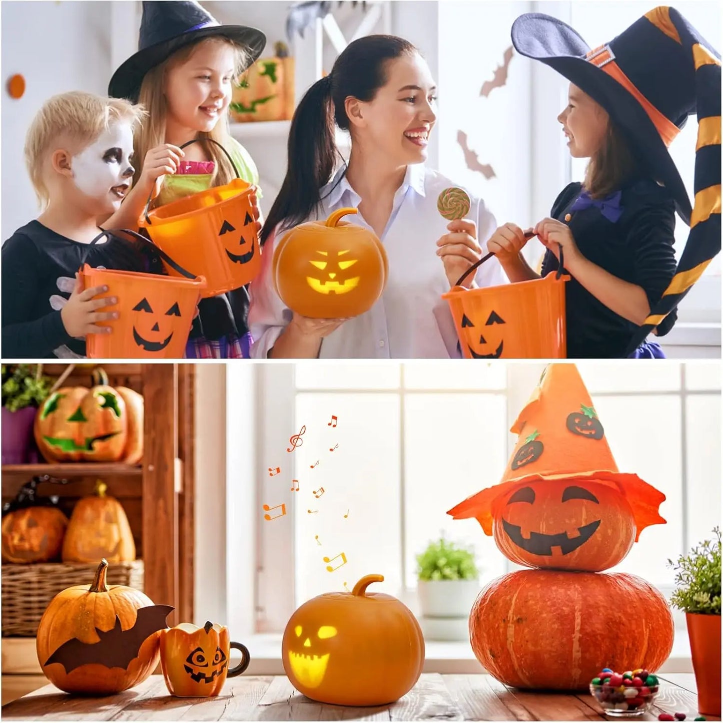 Halloween Animated Pumpkin Lamp – 16 Projections, Sound Effects & Built-In Speaker