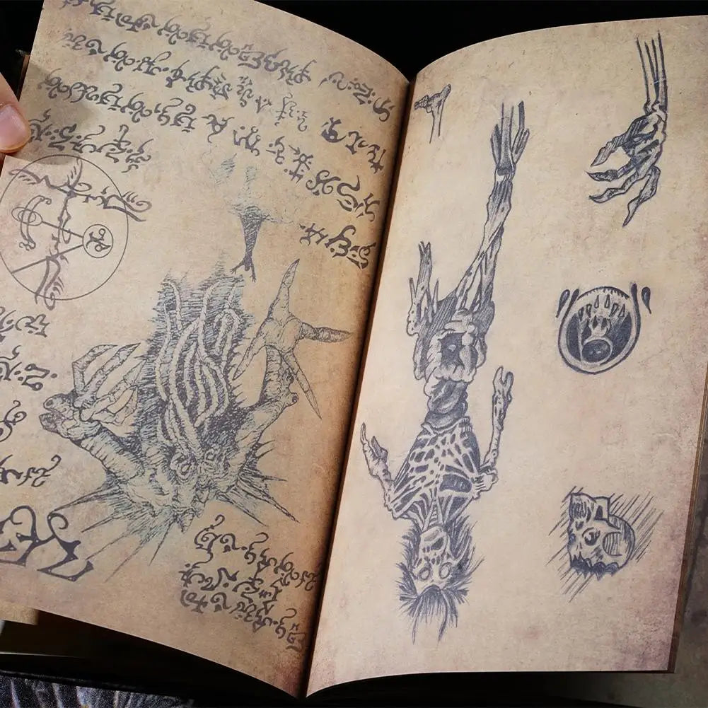 Handcrafted Necronomicon Prop – Dark Magic Book for Halloween, Rituals, and Gothic Decor