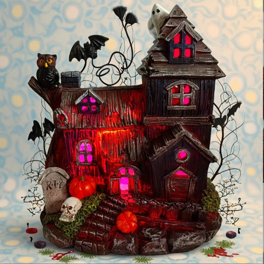 Haunted House Halloween Decor – Spooky Resin Craft with LED Glow