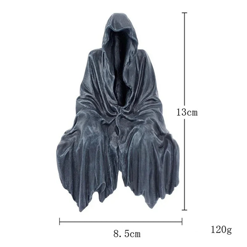 Black Grim Reaper Statue – Horror Resin Figurine for Halloween Decor