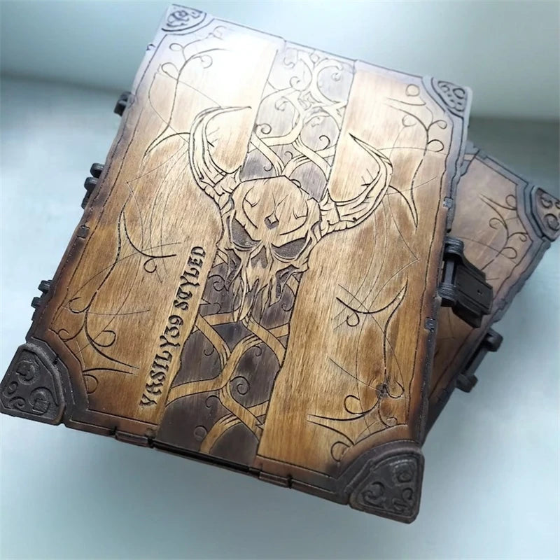 Skull Magic Book Box – Gothic Halloween Spellbook Chest for Decor & Gifts
