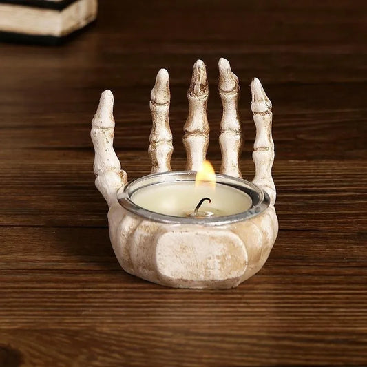 Skeleton Candle Stand – Spooky Halloween Resin Decoration