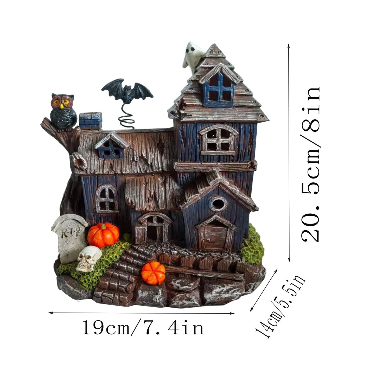 Haunted House Halloween Decor – Spooky Resin Craft with LED Glow