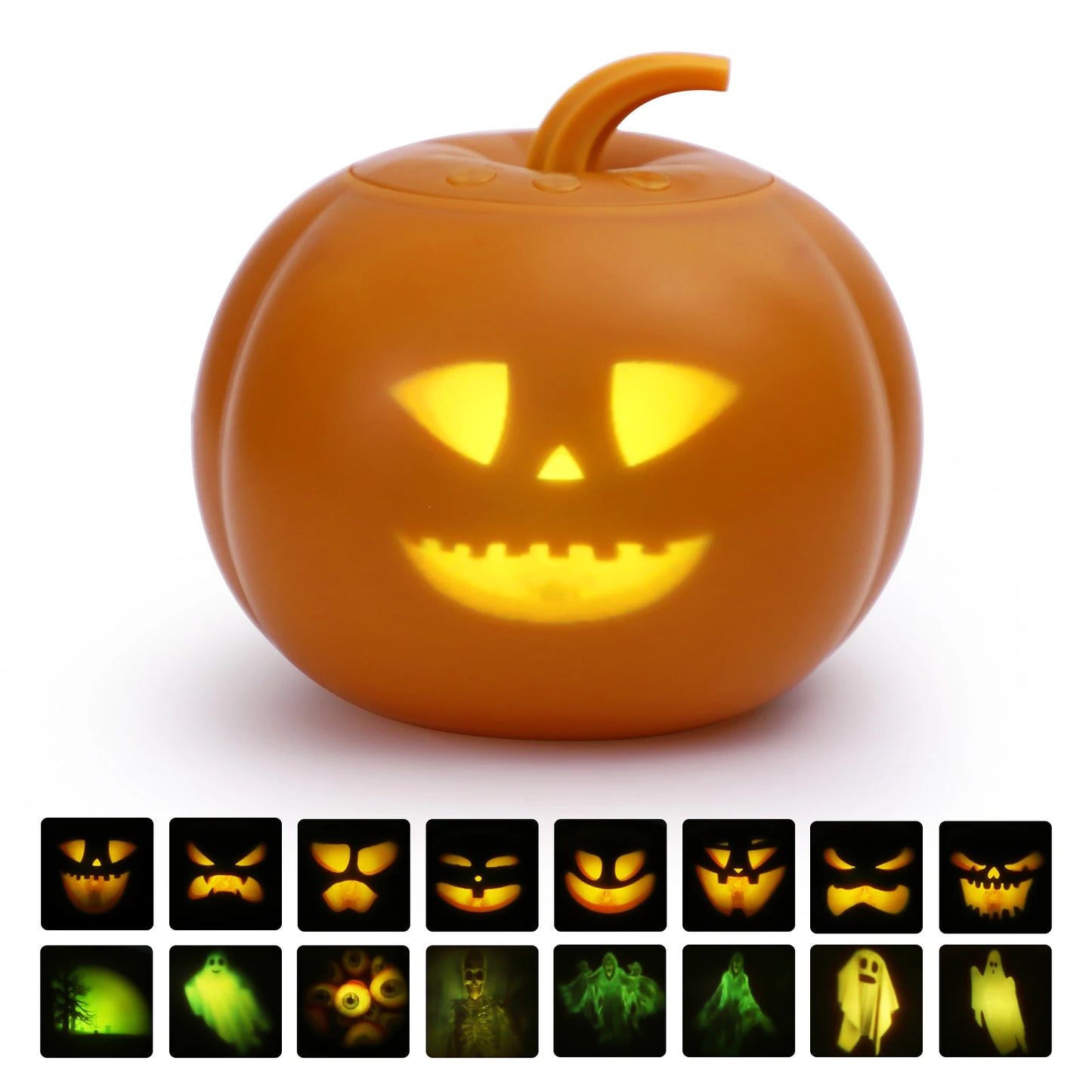 Halloween Animated Pumpkin Lamp – 16 Projections, Sound Effects & Built-In Speaker