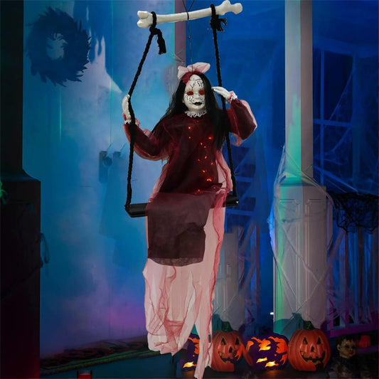 Halloween Swing Girl Ghost – Hanging Horror Decoration