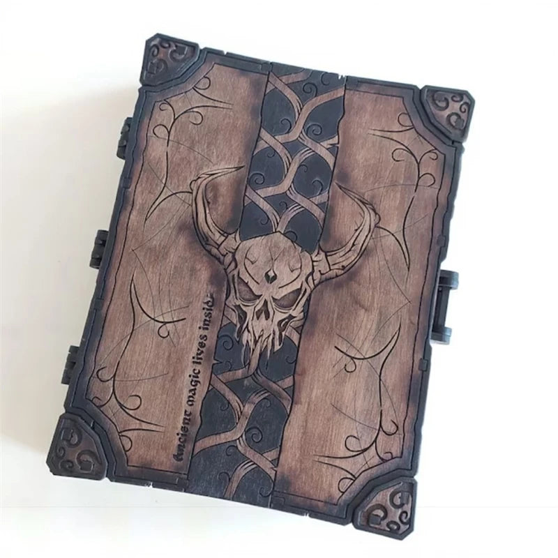 Skull Magic Book Box – Gothic Halloween Spellbook Chest for Decor & Gifts
