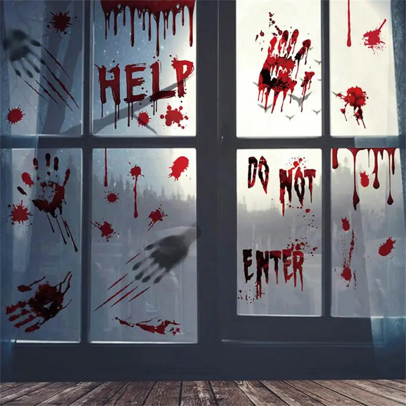 Bloody Handprint Halloween Window Stickers