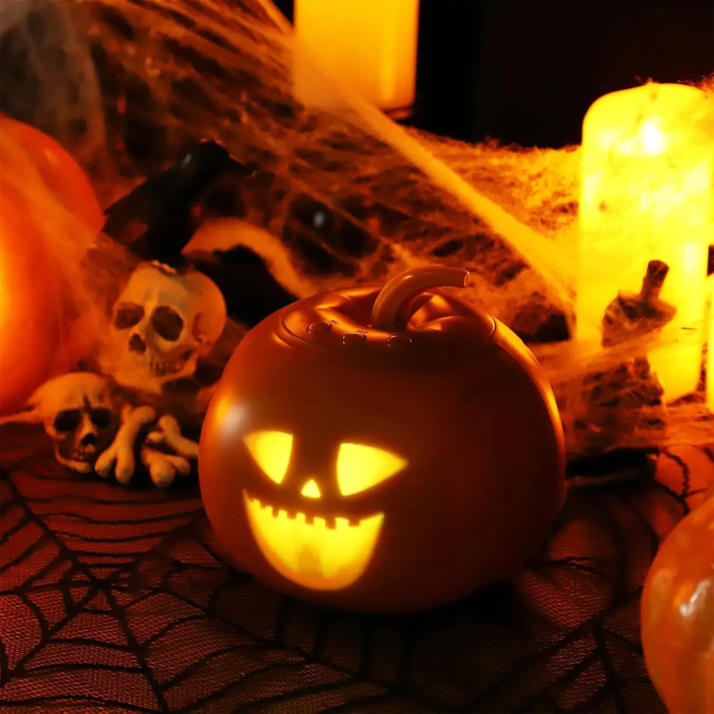 Halloween Animated Pumpkin Lamp – 16 Projections, Sound Effects & Built-In Speaker